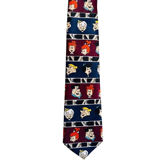 Vintage 1995 The Flintstones Cartoon Tie Featuring Fred, Wilma, Barney & Betty - Picture 1 of 7
